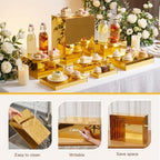Leinuosen 7 Pcs Large Acrylic Buffet Risers, 6-12" Rectangle, Gold - Image 3