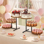 Emfogo Wooden Cupcake Stand, 3 Tier Dessert Table Display Set, Wood Dessert Tower for Party Afternoon Tea Baby Shower Wedding Birthday, Large Tiered Serving Stand for Cake Cookie Food (2 Pack) - Image 4