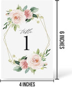 Pink Flower Table Number Cards Double Sided Party Table Numbers for Reception Baby Shower Anniversary Birthday Bridal Party 4x6 Inch - Image 3