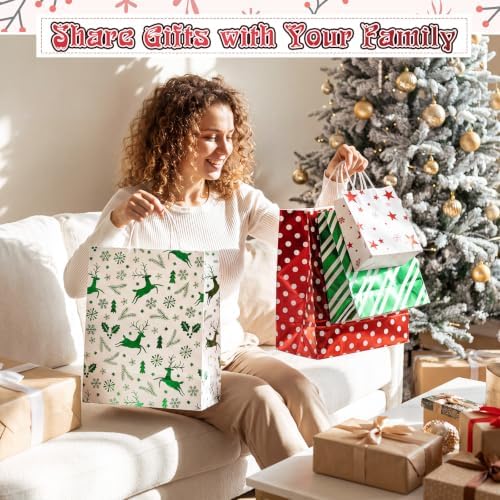 Humyoun 24 Pack Christmas Paper Gift Bags Bulk Assorted Sizes, Bright - Image 7