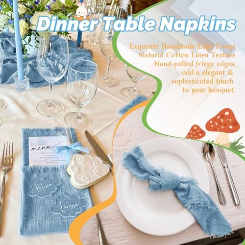 Showgeous 30 Pack Dusty Blue Cloth Napkins with Fringe, 16x16 inch - Image 7