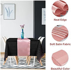 24Pack Disposable Plastic Tablecloth and Satin Table Runner Black and Rose Gold Dot Tablecloth Rose Gold Satin Table Runner for Wedding Birthday Baby Shower Anniversary Christmas New Year Party Supply - Image 3
