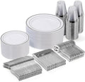 300 Pieces Silver Disposable Dinnerware Set for 50 Guests by GoodLuck