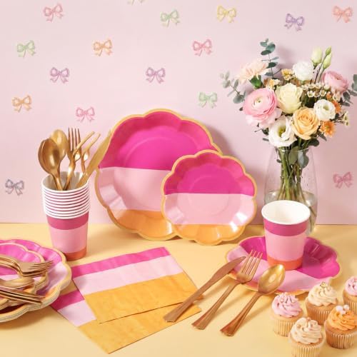 FillTouch 350 Pcs Pink and Orange Party Supplies, Sunset Style, 50 Guests - Image 3