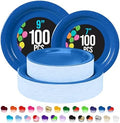 Party Solids Exquisite Dark Blue Paper Plates Disposable Heavy Duty 200 Pcs - 100-7" & 100-9" Dark Blue Disposable Plates For Party Heavy Duty 350 GSM For Birthday Supplies by PartySolids