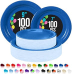 Party Solids Exquisite Dark Blue Paper Plates Disposable Heavy Duty 200 Pcs - 100-7" & 100-9" Dark Blue Disposable Plates For Party Heavy Duty 350 GSM For Birthday Supplies by PartySolids