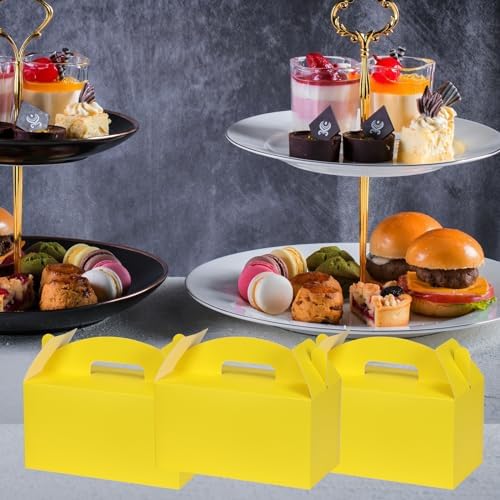 Yellow Gable Boxes with Handles, 9.45"x5"x5", 30 Pack - Image 3