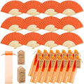 Roowest 50 Pack Paper Folding Fans Bamboo Wedding Favors, Orange by Roowest