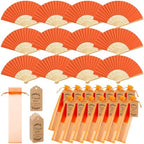 Roowest 50 Pack Paper Folding Fans Bamboo Wedding Favors, Orange by Roowest