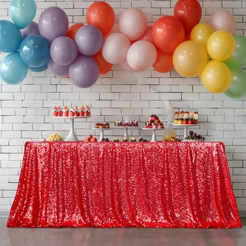 Poise3EHome Red Sequin Tablecloth 90×132 Inch Rectangle Sparkly Fabric Table Cloth for Birthday Wedding Christmas Party Holiday Baby Shower Decoration - Image 6