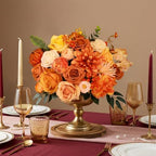 Artificial Flower Combo Box, Fall Orange Roses & Dahlias with Stems - Image 2
