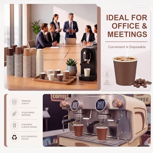 Roshtia 500 Pack 4 oz Paper Espresso Cups Elegant Brown Gradient Design, Small Disposable Cups for Espresso, Hot Tea, Baby Showers, Weddings, Parties, Picnics, Homes, Offices & Events - Image 5