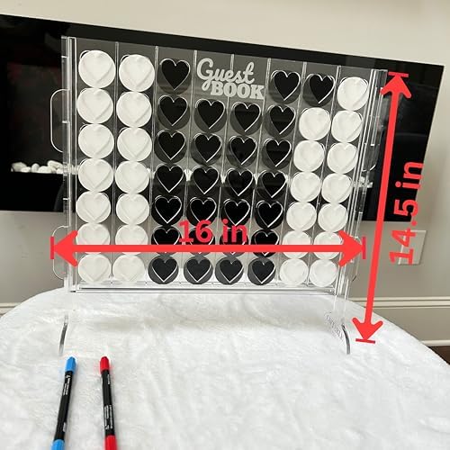 Acrylic Wedding Guest Book Alternative | Unique Connect-Style Frame with 54 Heart Chips, Guest Book Sign & 2 Pens | for Graduation 2026, Baby Shower, Bridal Shower, Birthday, and Retirement Parties - Image 5