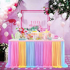 14ft Unicorn Tulle Table Skirt Tutu Rainbow Tablecloth for Birthday Party Baby Shower Girl Boy Wedding Party Dessert Buffet Banquet Table Decorations - Image 2