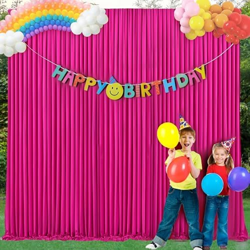 30x10ft Hot Pink Backdrop Curtain for Wedding Parties Wrinkle Free Fabric Fuchsia Drapes Backdrop Decoration for Baby Shower Birthday Photography Decoration 6 Panels, 5ft x 10ft - Image 7