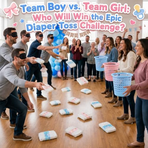 6 Sets Blindfold Diaper Pong Baby Shower Game, 48 Diapers 6 Bins And 6 Blindfolds Funny Baby Shower Diaper Toss Dirty Diaper Game for Gender Reveal Wedding Party Guests Activities - Image 4