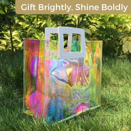 VUOJUR 8.3'' 10pcs Holographic Small Gift Bags Reusable Birthday Gift Bags - Image 2