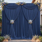 24ftx10ft Wrinkle Free Navy Blue Backdrop Curtain - 10 Feet Photography Backdrop Drapes, Silky Polyester Back Drop Cloth for Wedding Baby Shower Balloon Arch Background by Unknown