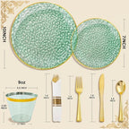 175PCS Green Plastic Plates for 25 Guests, Disposable Plates for Party, Heavy Duty Disposable Plate Set Include: 25 Dinner Plates, 25 Dessert Plates, 25 Cups and Cutlery for Wedding & Party - Image 2