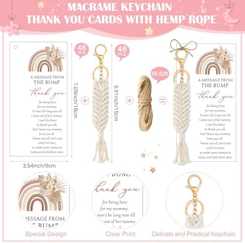 Ecation Boho Baby Shower Favors for Guest Macrame Keychain Bulk - Image 2