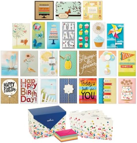 Hallmark All Occasion Handmade Boxed Set of Assorted Greeting Cards with Card Organizer (Pack of 24)—Birthday, Baby, Wedding, Sympathy, Thinking of You, Thank You, Blank by Hallmark