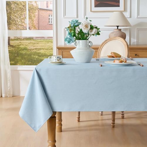 Light Blue Rectangle Tablecloth 60 x 106 Inch Machine Wash Indoor & Outdoor by Moinubone