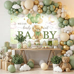 Avezano We Can Bearly Wait Banner Bear Baby Shower Decorations Bear Baby Shower Backdrop Teddy Bear Baby Shower Banner for Boys Girls (Green, 8 x 6 ft) - Image 3