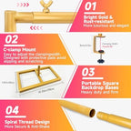 Square Backdrop Stand, Wedding Arch Heavy Duty Adjustable Stand, Over The Table Rod Stand with Clamps, Metal Gold Garden Balloon Frame for Baby Shower Party Decoration - Image 4