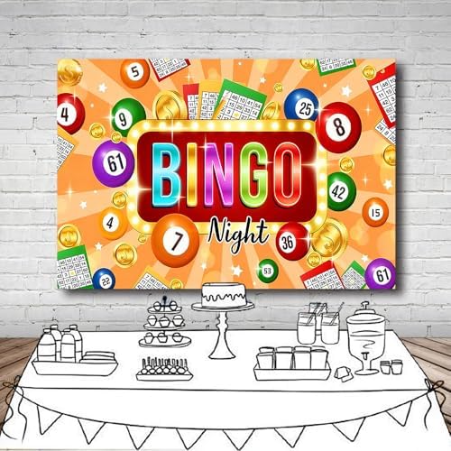 12X8FT Bingo Night Backdrop Banner Bingo Game Night Party Decorations Contest Cards Gold Coins Photo Background for Man Boys Gamer Gaming Night Party Supplies - Image 5