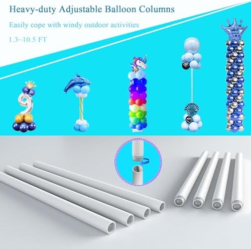 Decojoy Balloon Arch Stand, 7.5ft Large Round Backdrop Frame, Adjustable Half Circle Arch, 2 set Reusable Metal Ballon Column Kit with Base 3IN1 for Birthday, Wedding, Graduation, Shower Party - Image 6