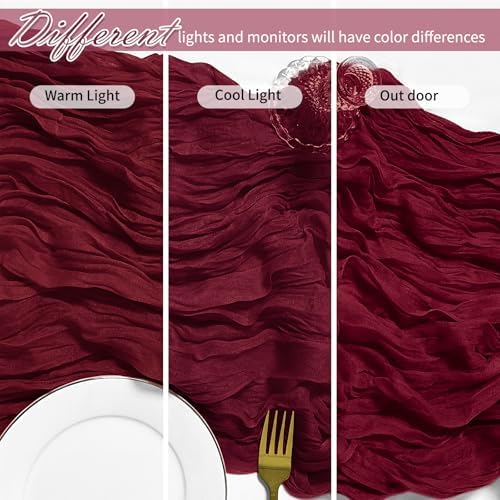25 Pack Burgundy Red Cheesecloth Table Runner 17 x 108 Inch Gauze Table Runner Fabric Semi Sheer Cheese Cloth Table Decor Bulk for Rustic Romantic Wedding Baby Shower Table Decoration - Image 4