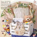 Juexica Wooden Baby Shower Crate Closet, Baby Basket with Handle - Image 5