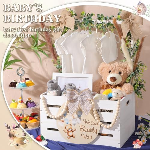 Juexica Wooden Baby Shower Crate Closet, Baby Basket with Handle - Image 5