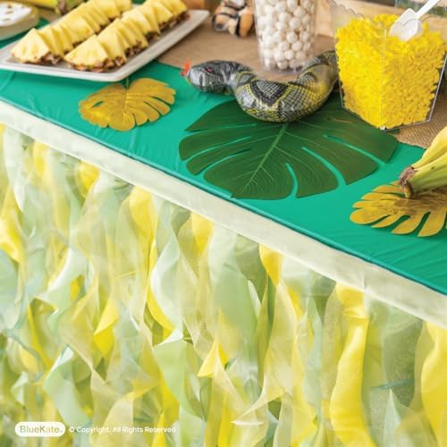 Lemon Green Table Skirt. 6ft Table Skirt with Double Layer Organza! Jungle Theme Decorations, Birthday, Tropical Party Decorations. Tutu Table Skirts for Rectangle Tables 6ft - Image 3