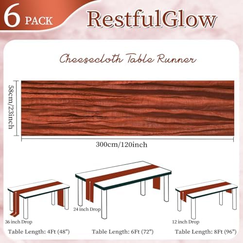 6 Pack Terracotta Cheesecloth Table Runner 10Ft 23 x 120 Inch - Image 2
