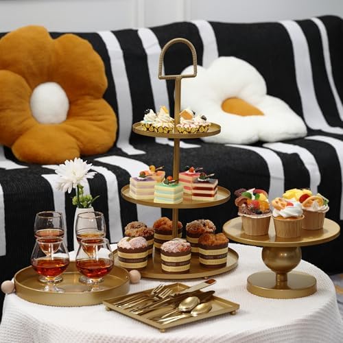 19 PCS Gold Cake Stand Set, Dessert Table Display Set with Wedding Cupcake Stand and Cake Stands for Party, Weddings Birthday Baby Showers Anniversary Party - Image 3