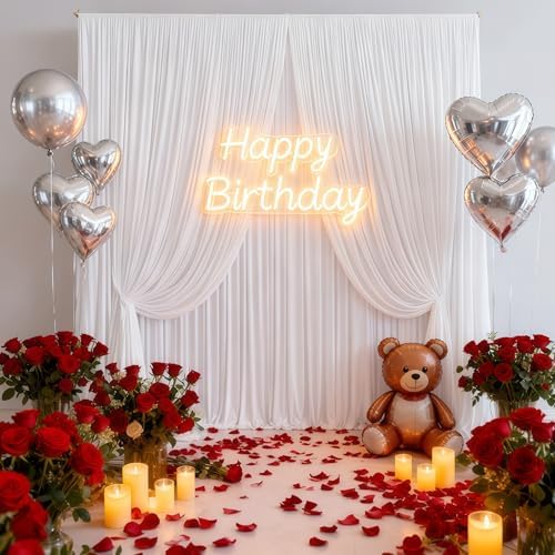 20x10FT Backdrop Curtains with Rod Pockets - Wrinkle Free Photo Stage Backdrop 4 Panels Curtains Drapes for Photography Wedding Party Baby Shower Decorations (White) - Image 2