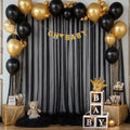 20ft x 12ft Black Tulle Backdrop Curtain for Parties Sheer Fabric Backdrop Curtains for Baby Shower Birthday Party Back Drop Wedding Graduation Photo Backdrop Drapes Background 4 Panels 5ft x 12ft by Suppromo