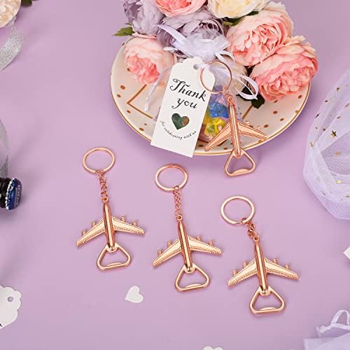 50PCS Rose Golden Airplane Bottle Opener Keychains for Wedding or Bridle Shower Favors,Baby Shower Gifts, Souvenirs to Guests Bluk - Image 4