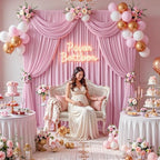 20 ft x 10 ft Wrinkle Free Baby Pink Backdrop Curtain for Parties, 4 Panels 5ftx10ft Polyester Photo Backdrop Drapes for Baby Shower Birthday Party Photography Wedding Backdrop Stand - Image 6