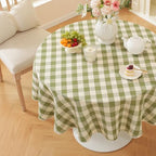 Laolitou Spring Green Gingham Tablecloth Round Tables Checkered Buffalo Plaid Table Cloth Cotton Linen Farmhouse Tablecloths Washable Wrinkle Free for Picnic Kitchen, 60", 2-4 Seats by Laolitou