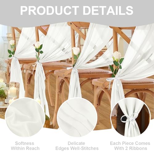 10 Pack 10ft White Chiffon Table Runners Wedding Table Runner Sheer Romantic Tulle Table Runner for Christmas Wedding Bridal Tea Party Baby Shower Birthday Party Table Decorations(120 x 12 in) - Image 3