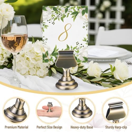 Kathfly 36 Pcs Wedding Table Number Holders Metal Bronze Place Card Holder - Image 3