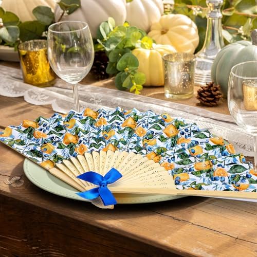 Roowest 36 Pcs Capri Lemon Folding Fans Bulk, Amalfi Coast Wedding Favors - Image 4