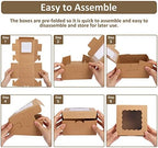 Moretoes 80pcs Cookie Boxes with Window, 6x6x3 Inches Brown Bakery Boxes - Image 4