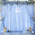10ft x 10ft Baby Blue Chiffon Backdrop Curtain with Lights String for Parties,2 Panels Sheer Tulle Curtain Wedding Photo Backdrop with Lights for Baby Shower Birthday Party Ceremony Home Decorations by Partisky