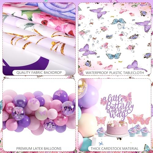 Butterfly Baby Shower Decorations for Girl Pink Purple Party Decoration Set - Image 4