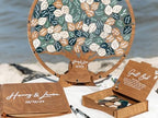 Tree Wedding Guest Book Alternative, Unique Drop Box Frame with Wooden Leaves, Rustic Wedding Decoration, Personalized Guestbook Set with Markers Stand for Reception Anniversary (Round, Mix Green Tr) - Image 5