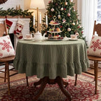 Eternal Beauty Christmas Green Striped Ruffled Round Tablecloth 60 Inches - Image 7