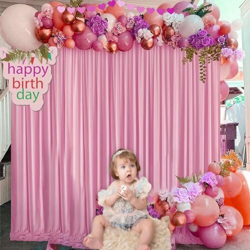 10 x 10 Feet New Pink A Backdrop Curtain for Partie, Background Curtains for Photoshoot, Birthday, Wedding, Mardi Gras, Easter, Mother's Day Party Decorations 5Ft x 10Ft, 2 Panels - Image 4